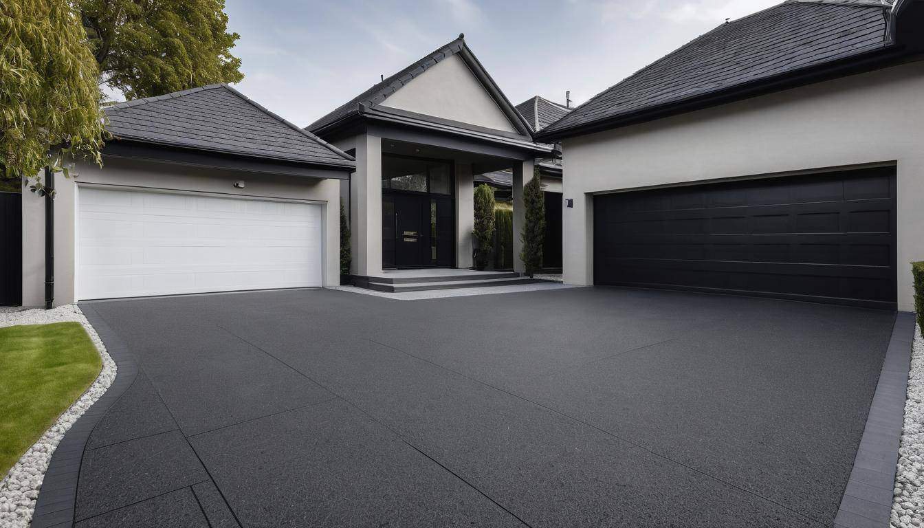 Modern black driveway design