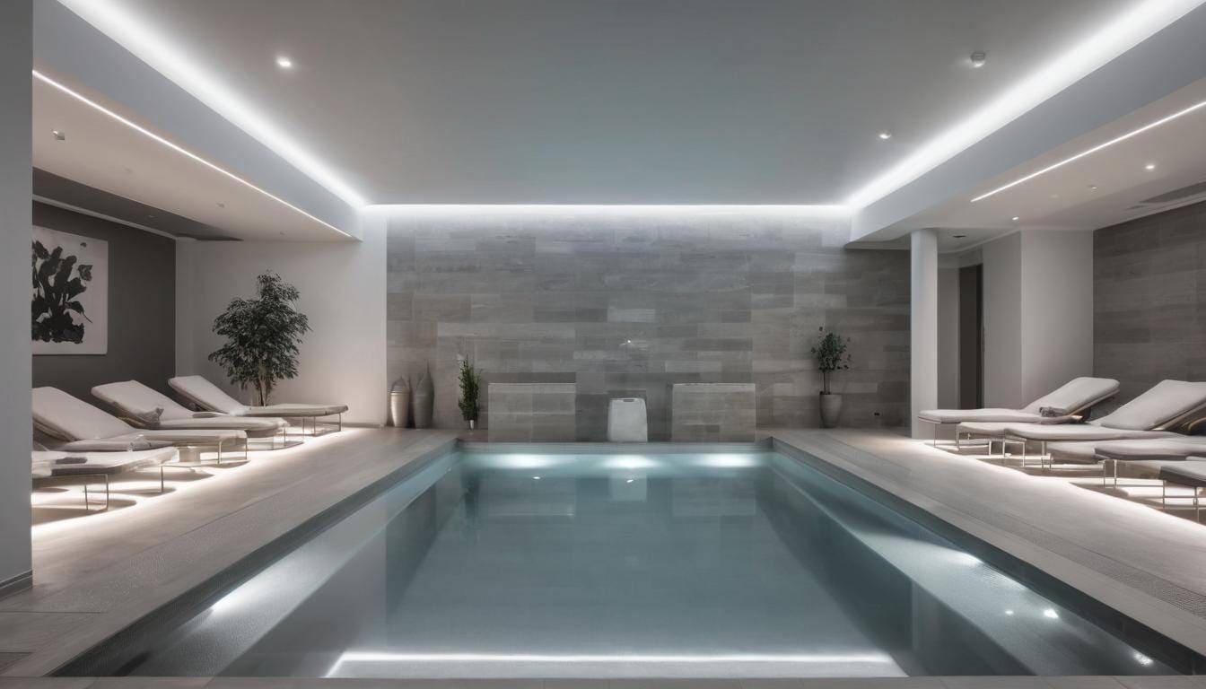 Modern grey indoor pool