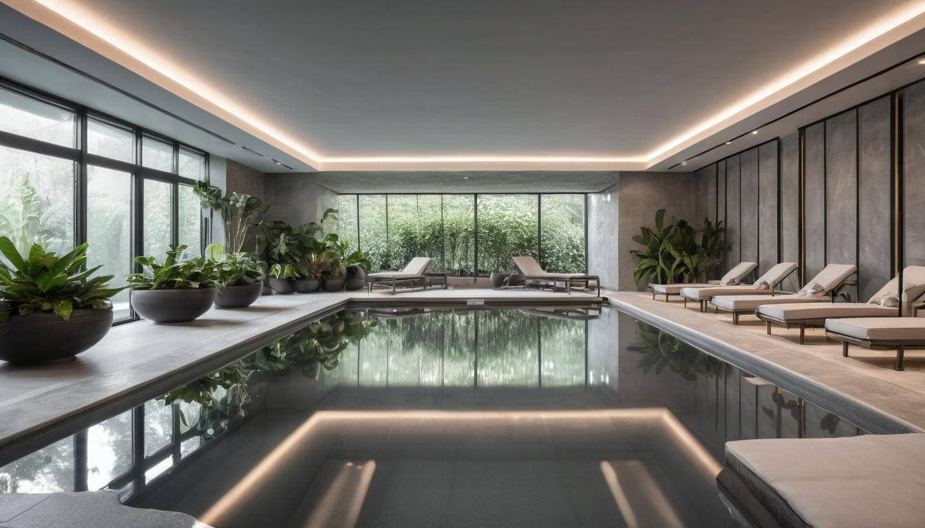 Modern grey indoor pool