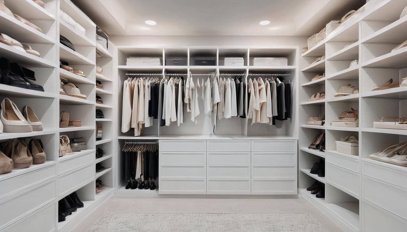 Modern white walk-in closet