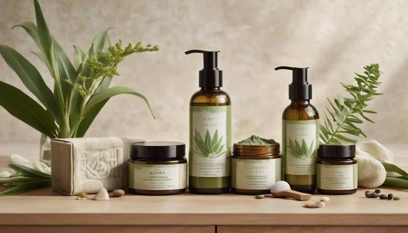 Organic skincare products array