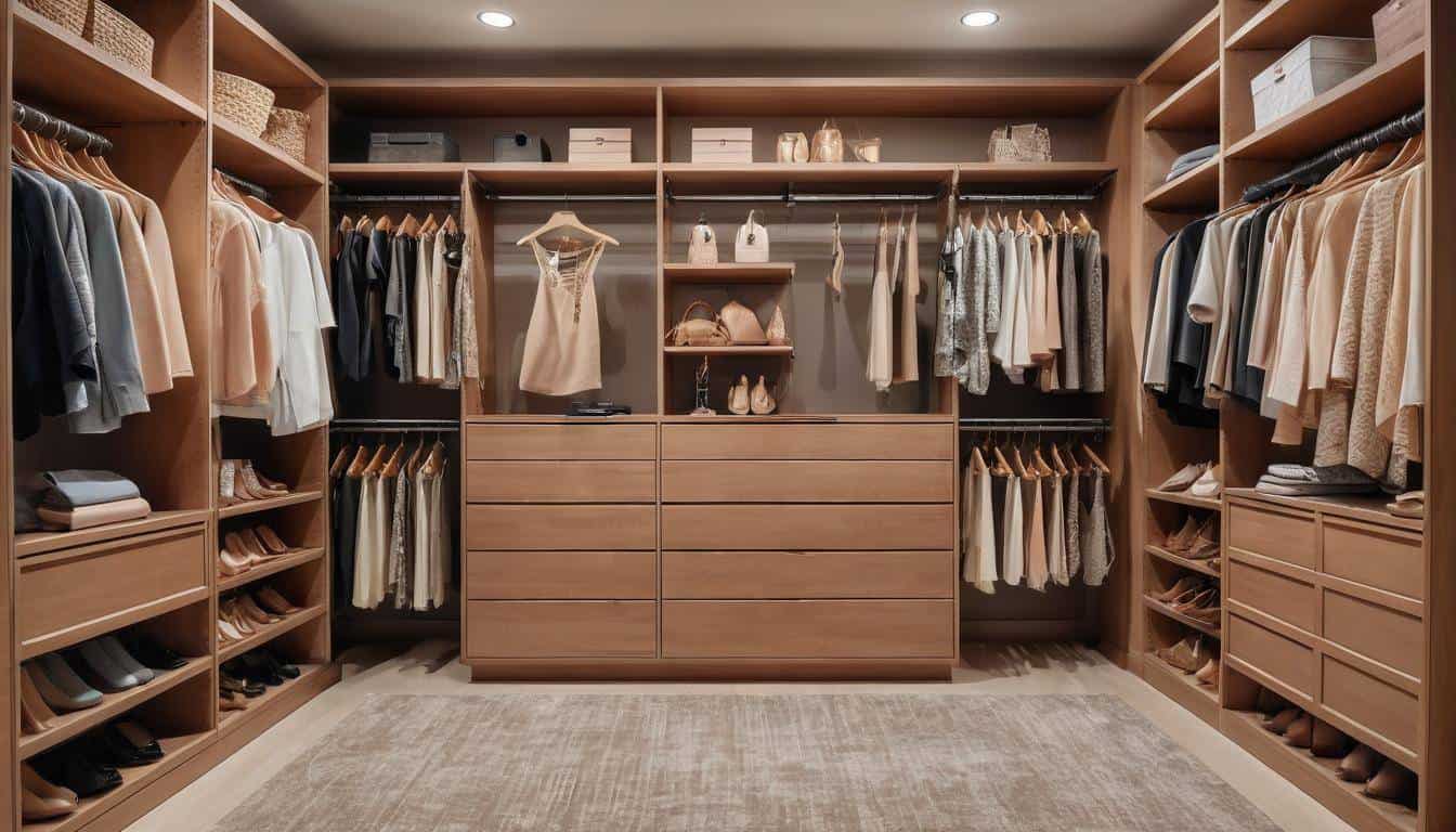 Organized light brown closet