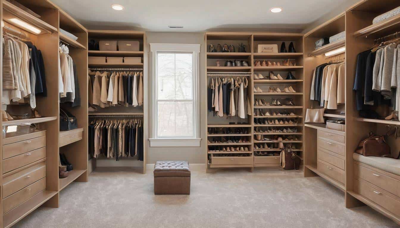 Organized walk-in closet