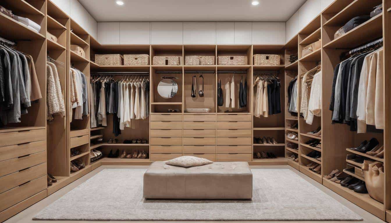 Organized walk-in closet display