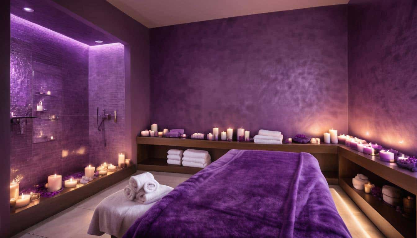 Purple home spa ambiance