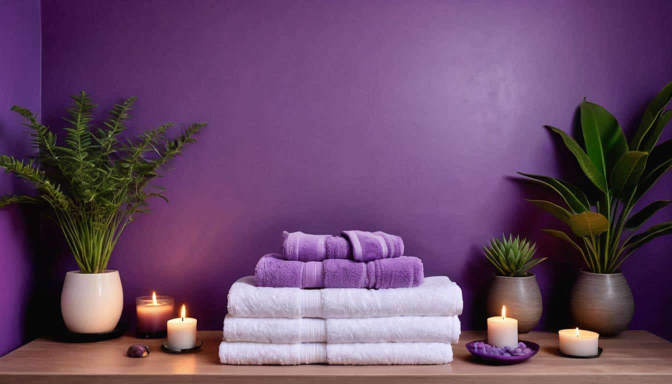 Purple-themed serene home spa