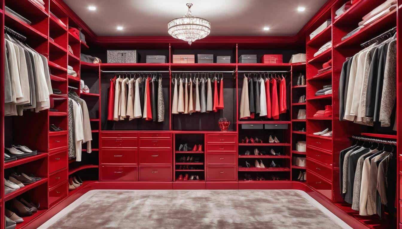 Red-themed luxury closet