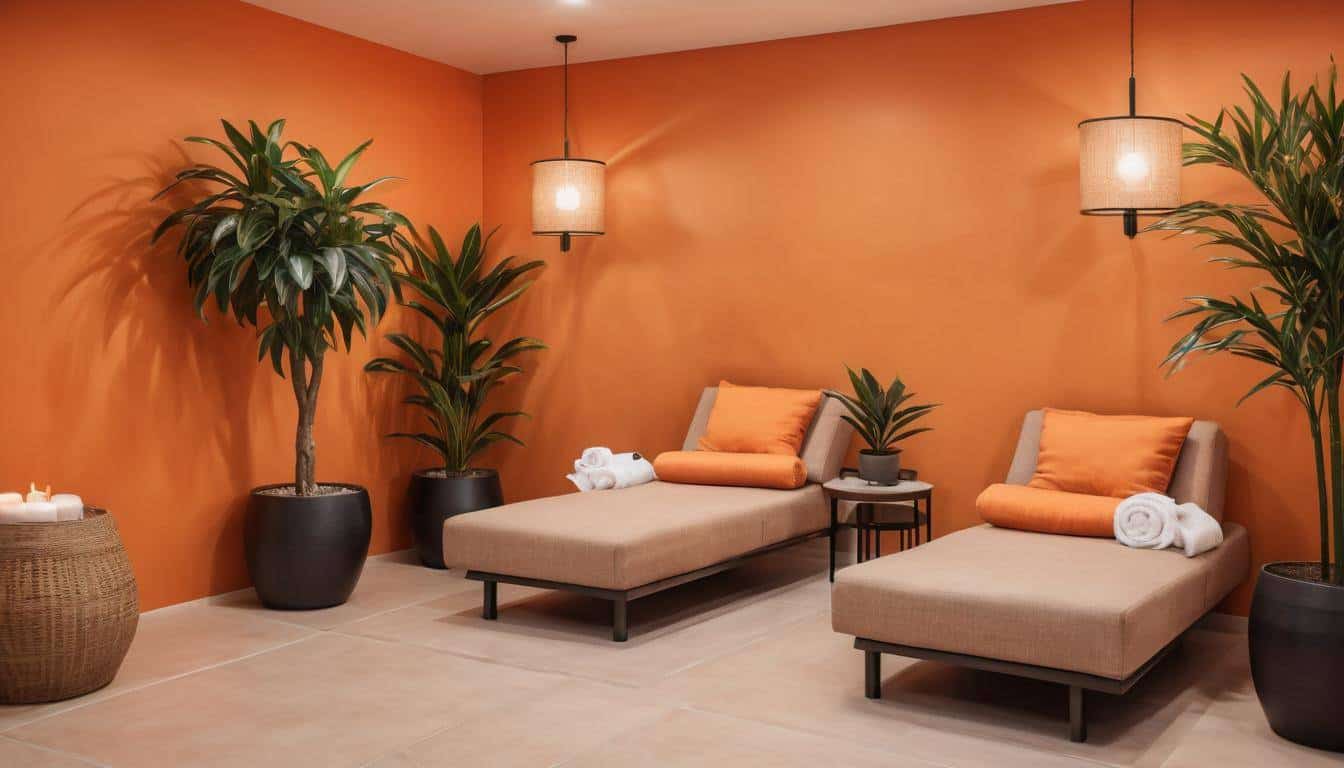 Relaxing spa with orange walls