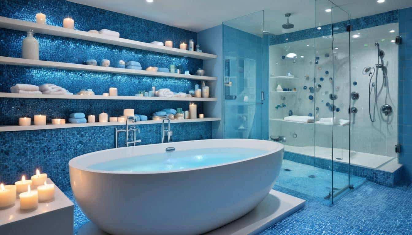 Serene blue home spa