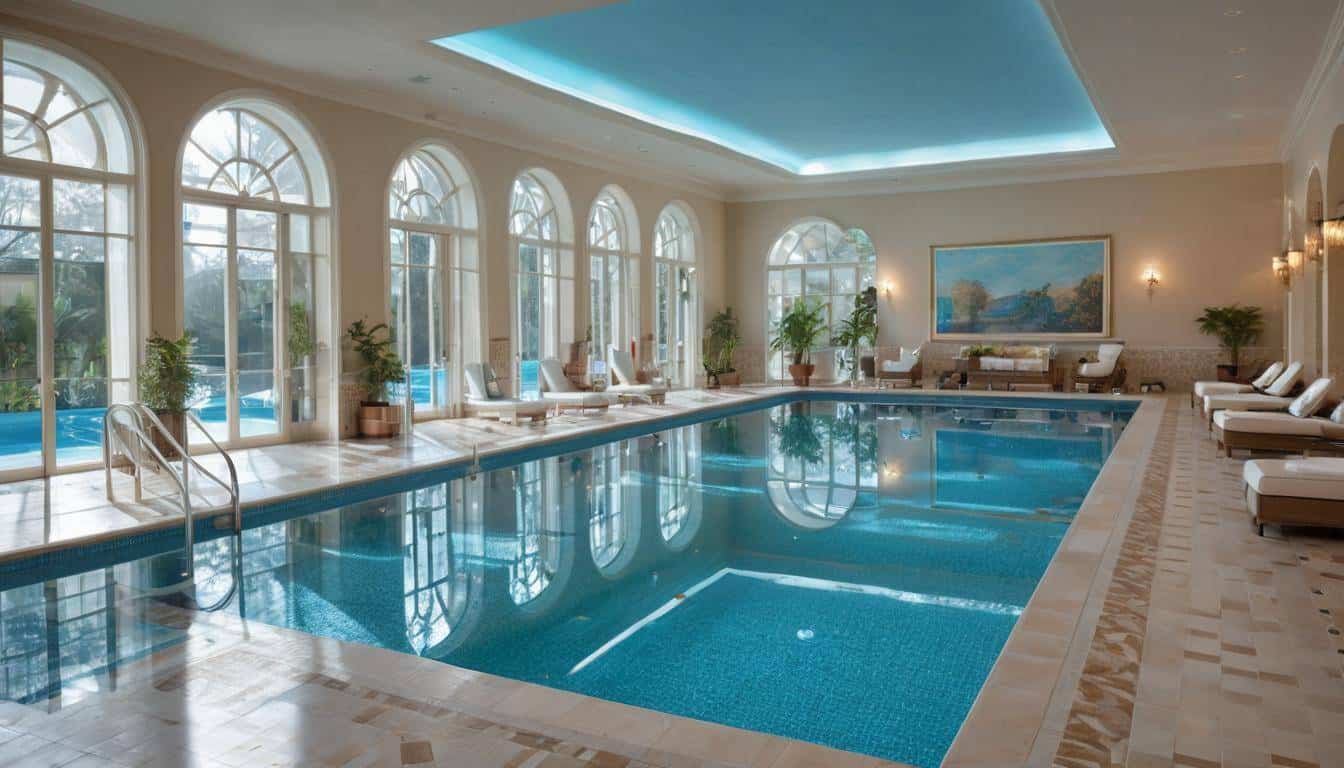 Serene blue indoor pool