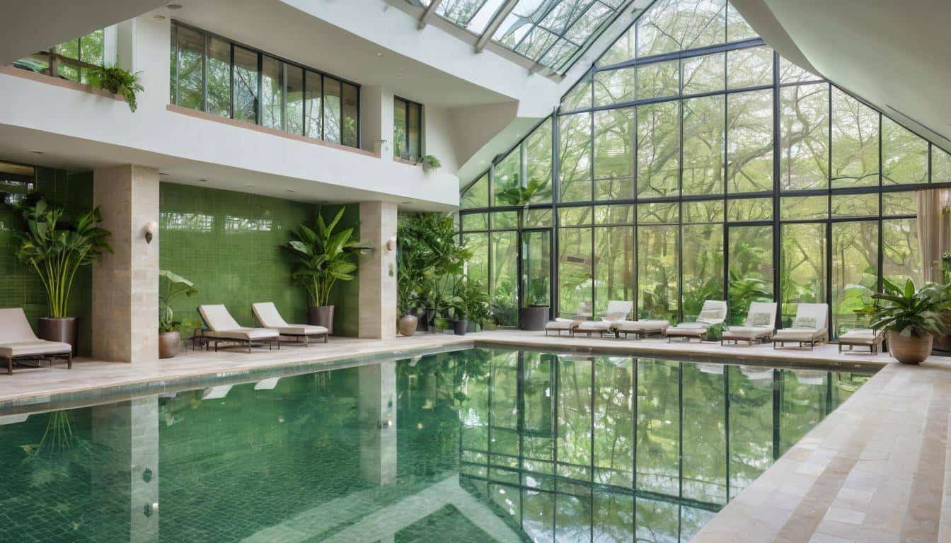 Serene green indoor pool