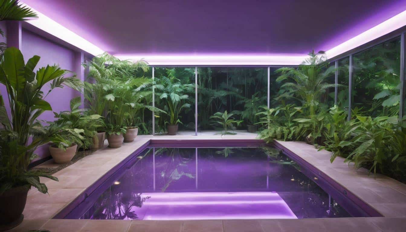 Serene purple indoor pool