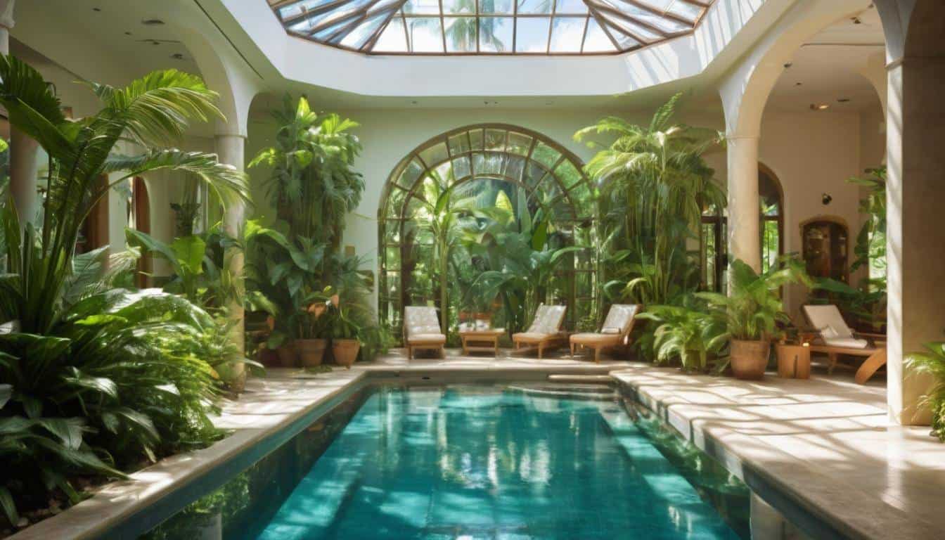 Serene tropical indoor pool