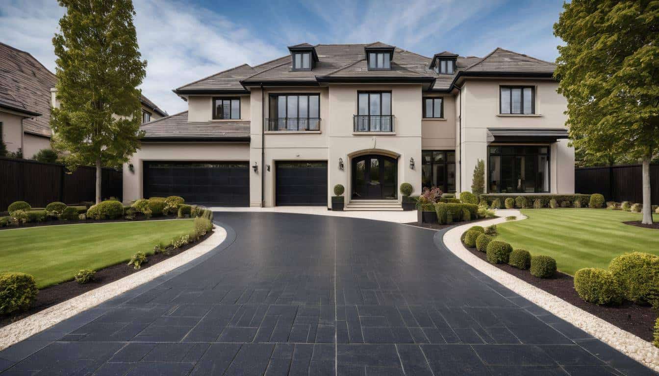 Sleek black driveway design