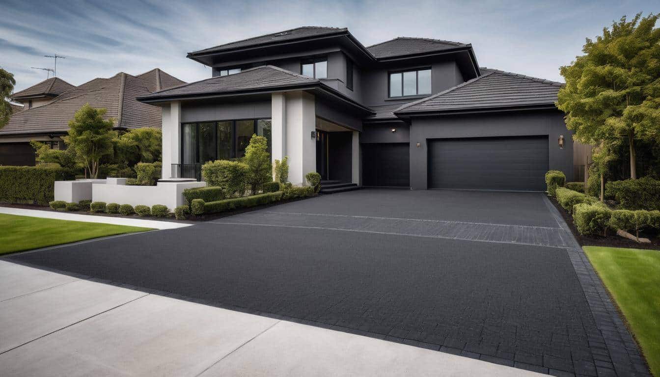 Sleek black driveway design