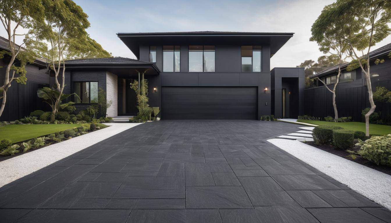 Sleek black driveway design