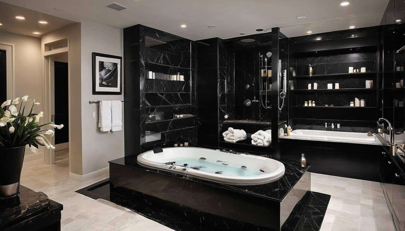 Sleek black home spa