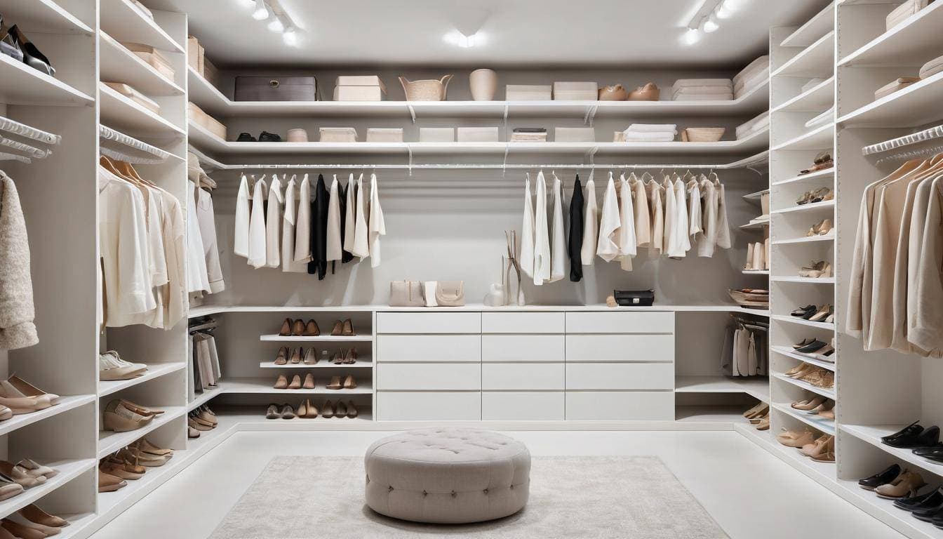 Sleek modern white closet