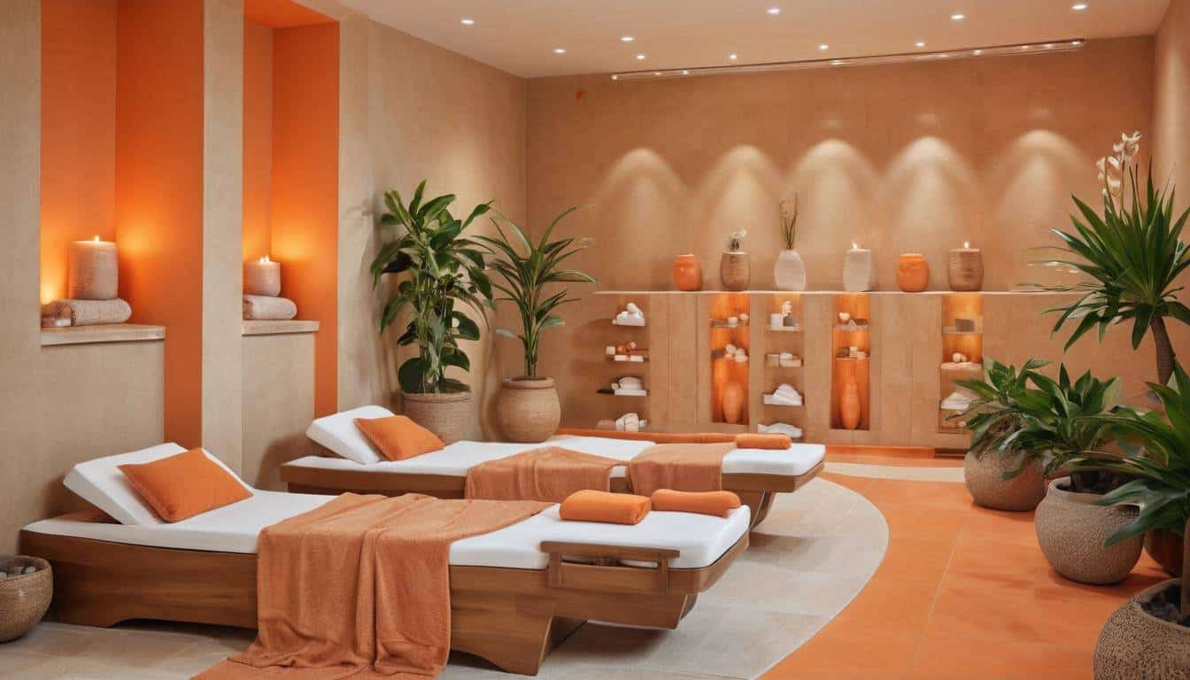 Soothing orange-themed spa