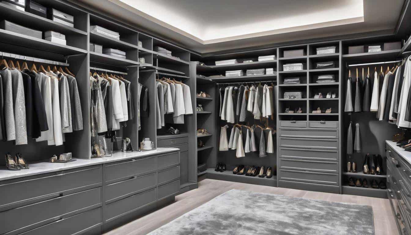 Sophisticated grey walk-in closet