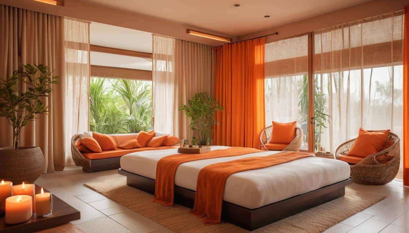 Spa serenity with orange decor