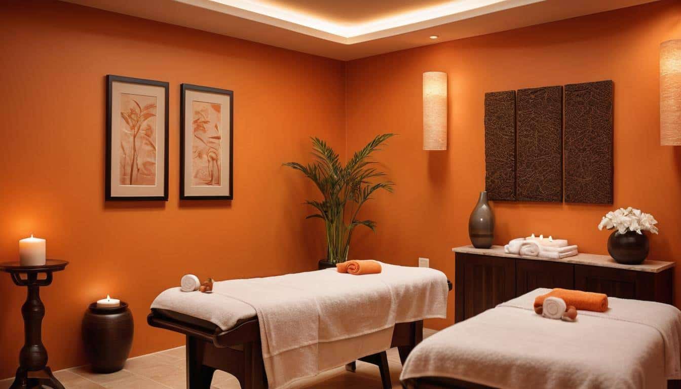 Spa with orange walls