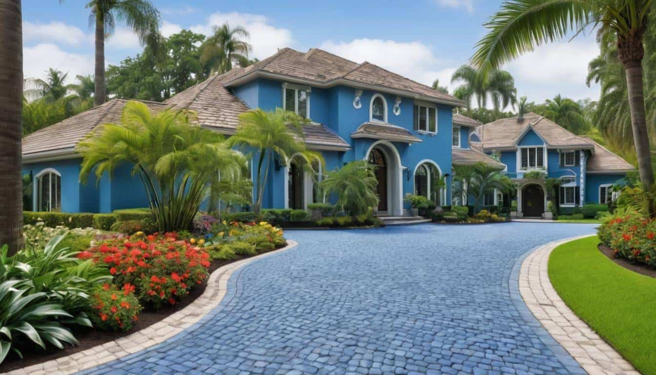 Stunning blue driveway