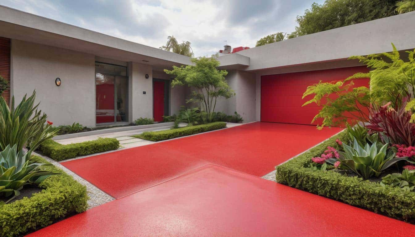 Stunning red driveway design