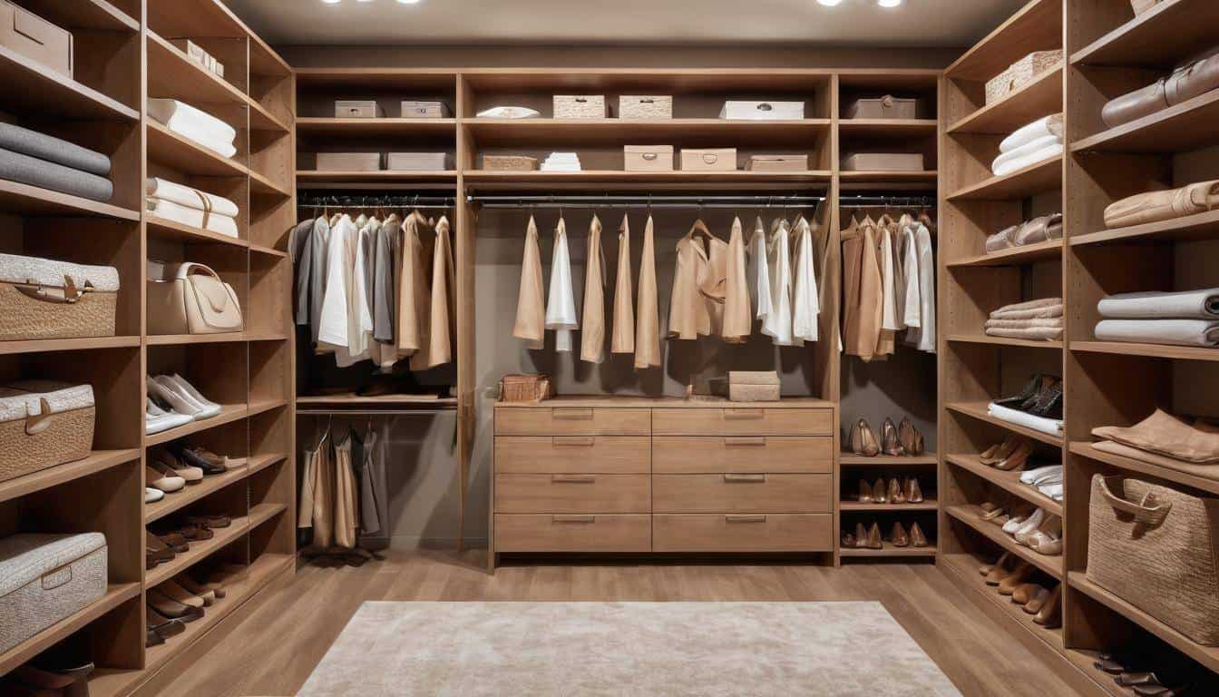 Stylish light brown closet