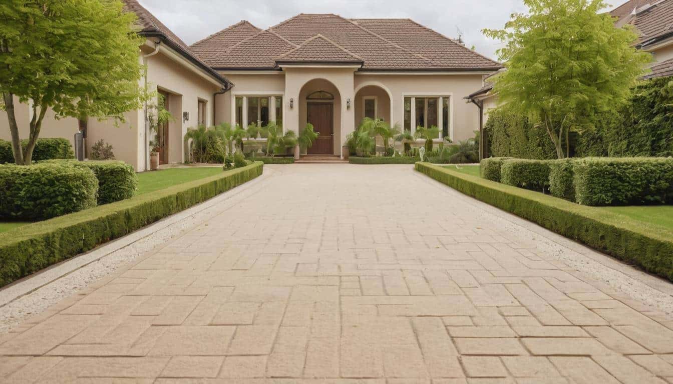 Sustainable beige driveway