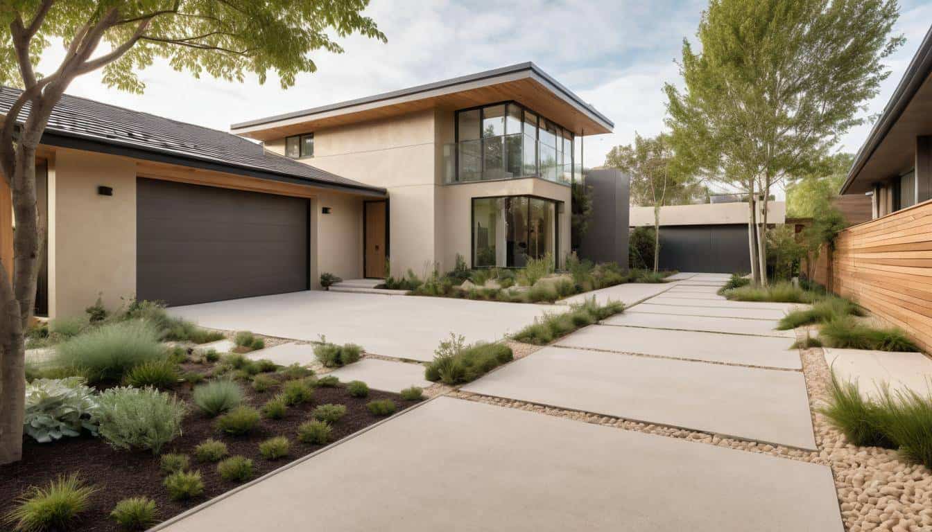 Sustainable beige driveway