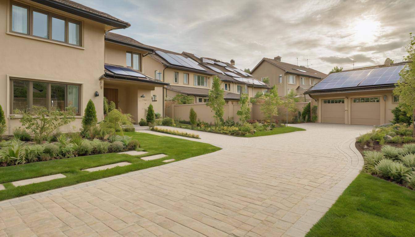 Sustainable beige driveway