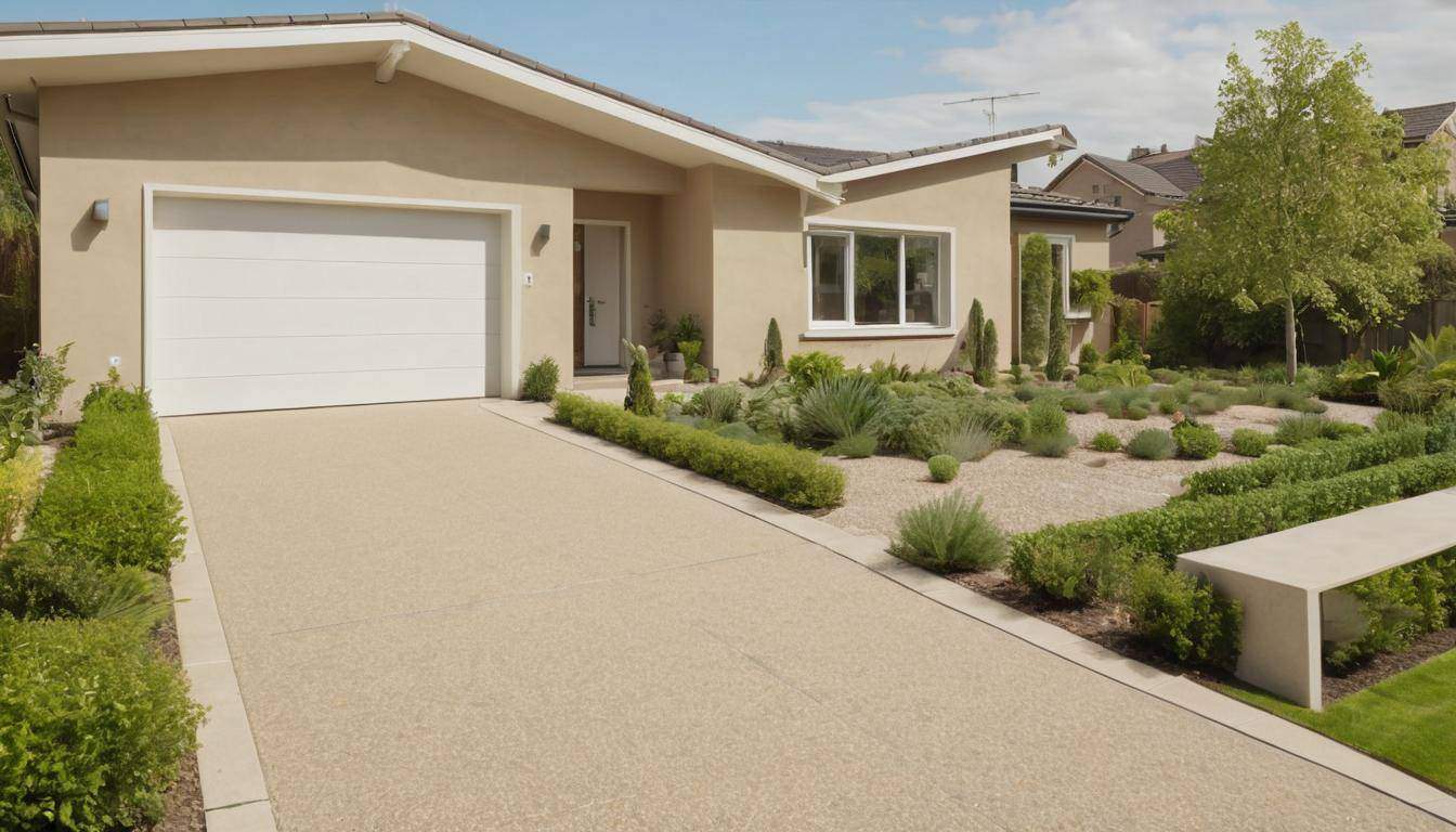 Sustainable beige driveway design