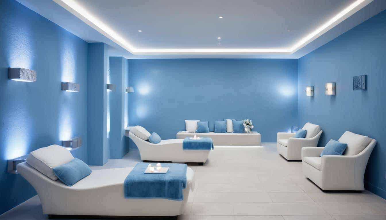 Tranquil blue spa ambiance