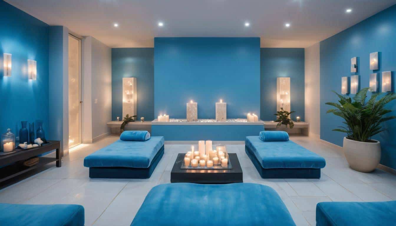 Tranquil blue spa ambiance