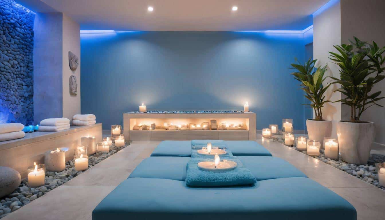 Tranquil blue spa ambiance