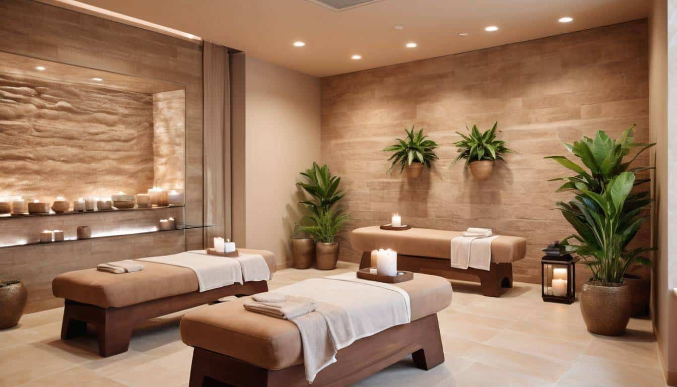 Tranquil spa with brown decor