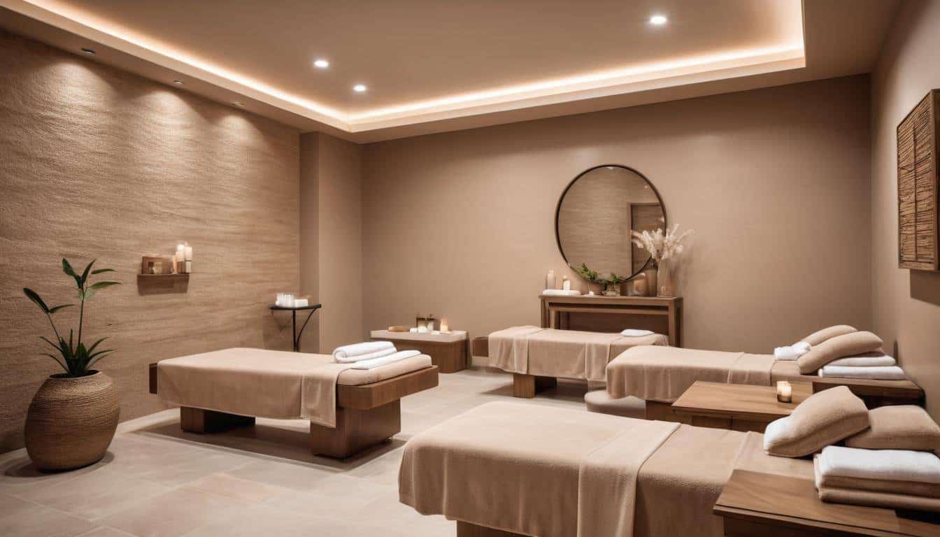 Tranquil spa with brown decor