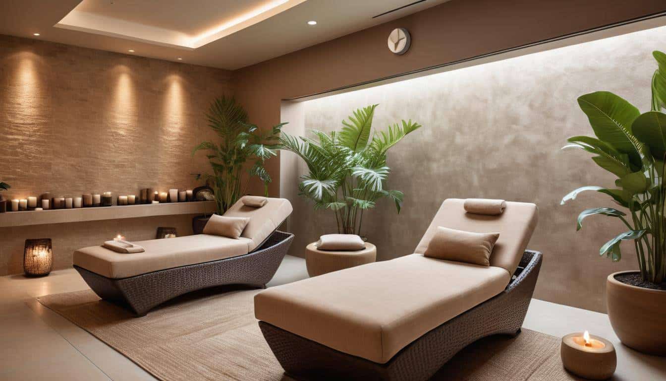 Tranquil spa with brown decor