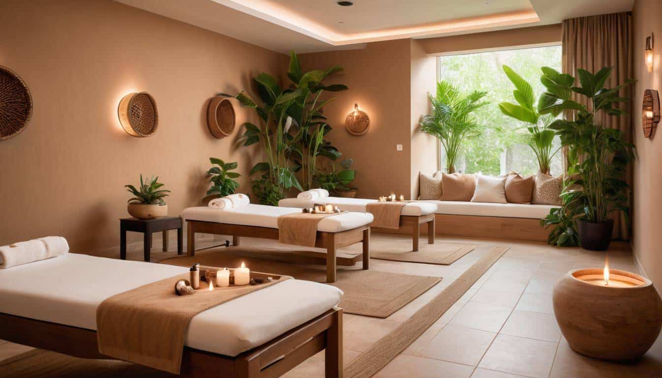 Tranquil spa with brown decor