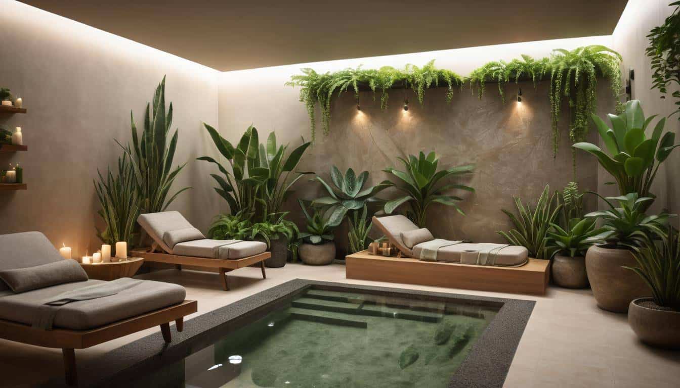 Tranquil spa with greenery