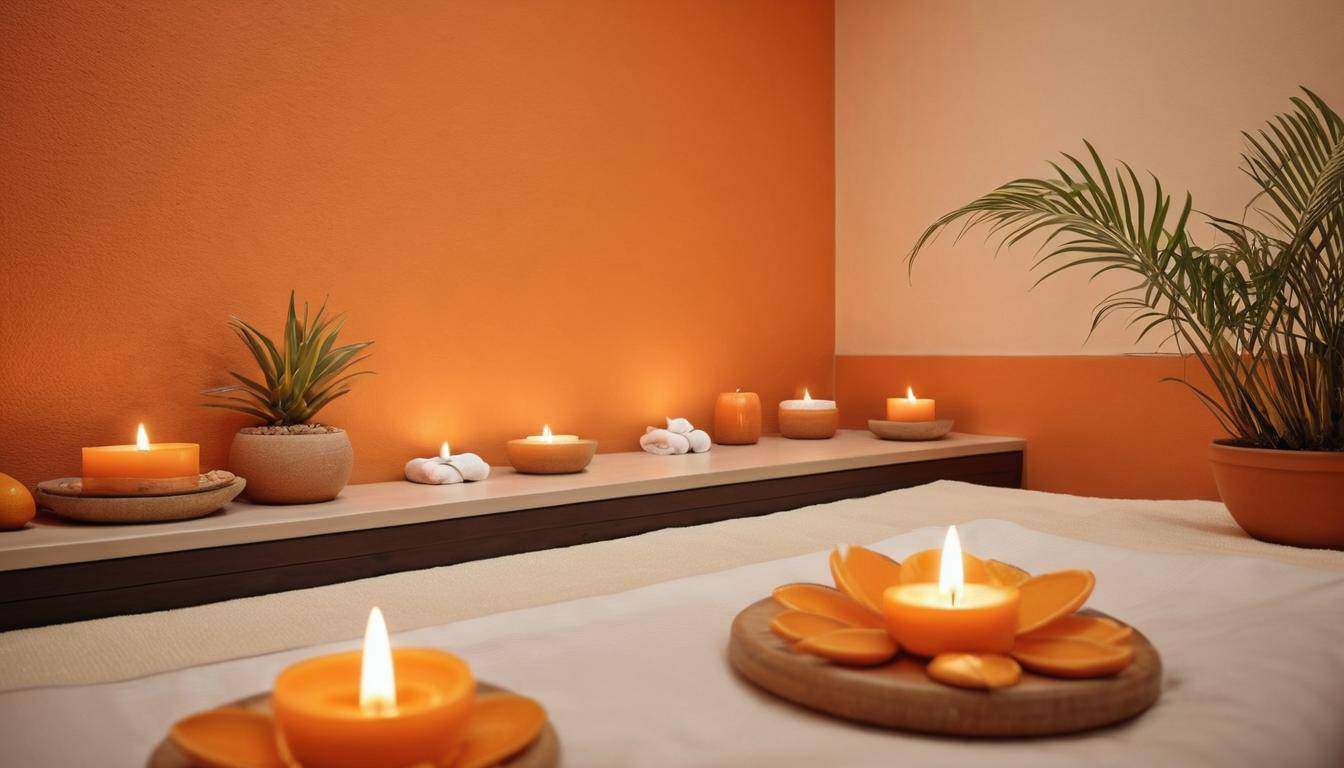 Tranquil spa with orange decor