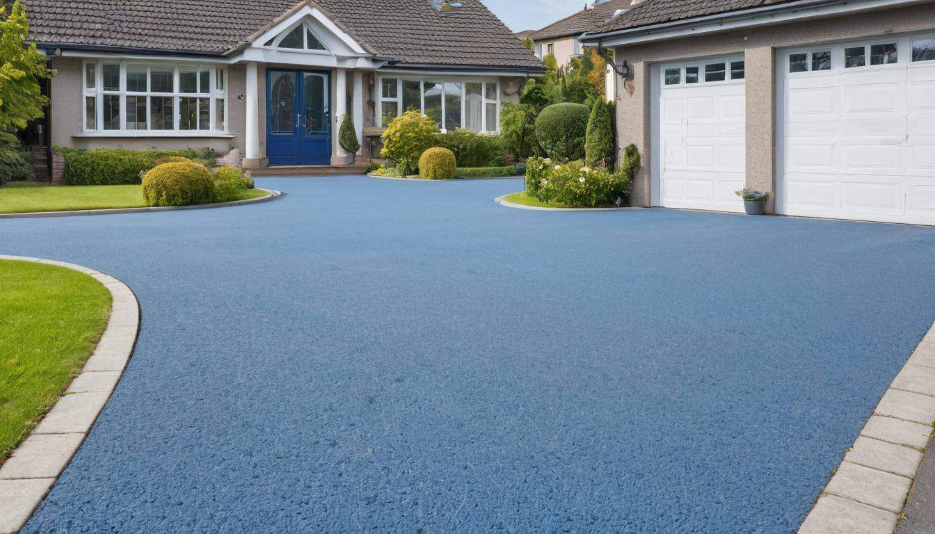 Vibrant blue driveway