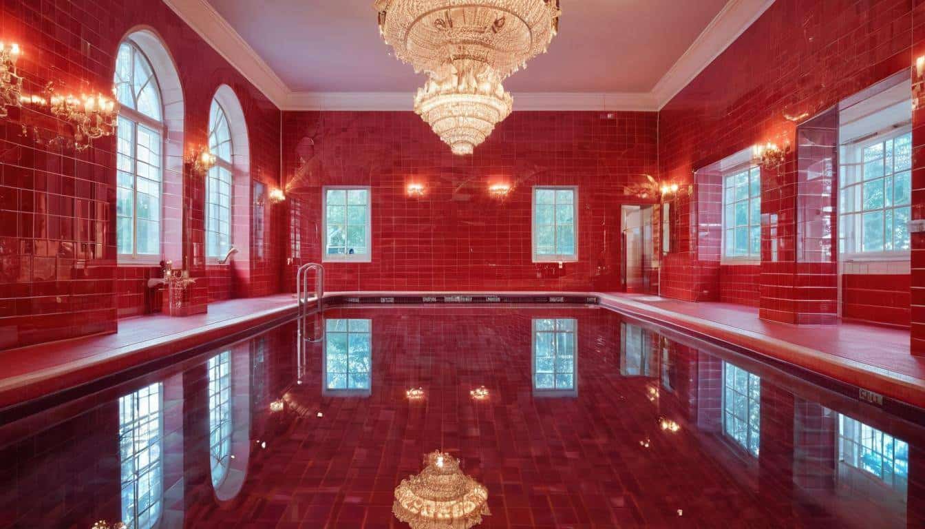 Vibrant red indoor pool