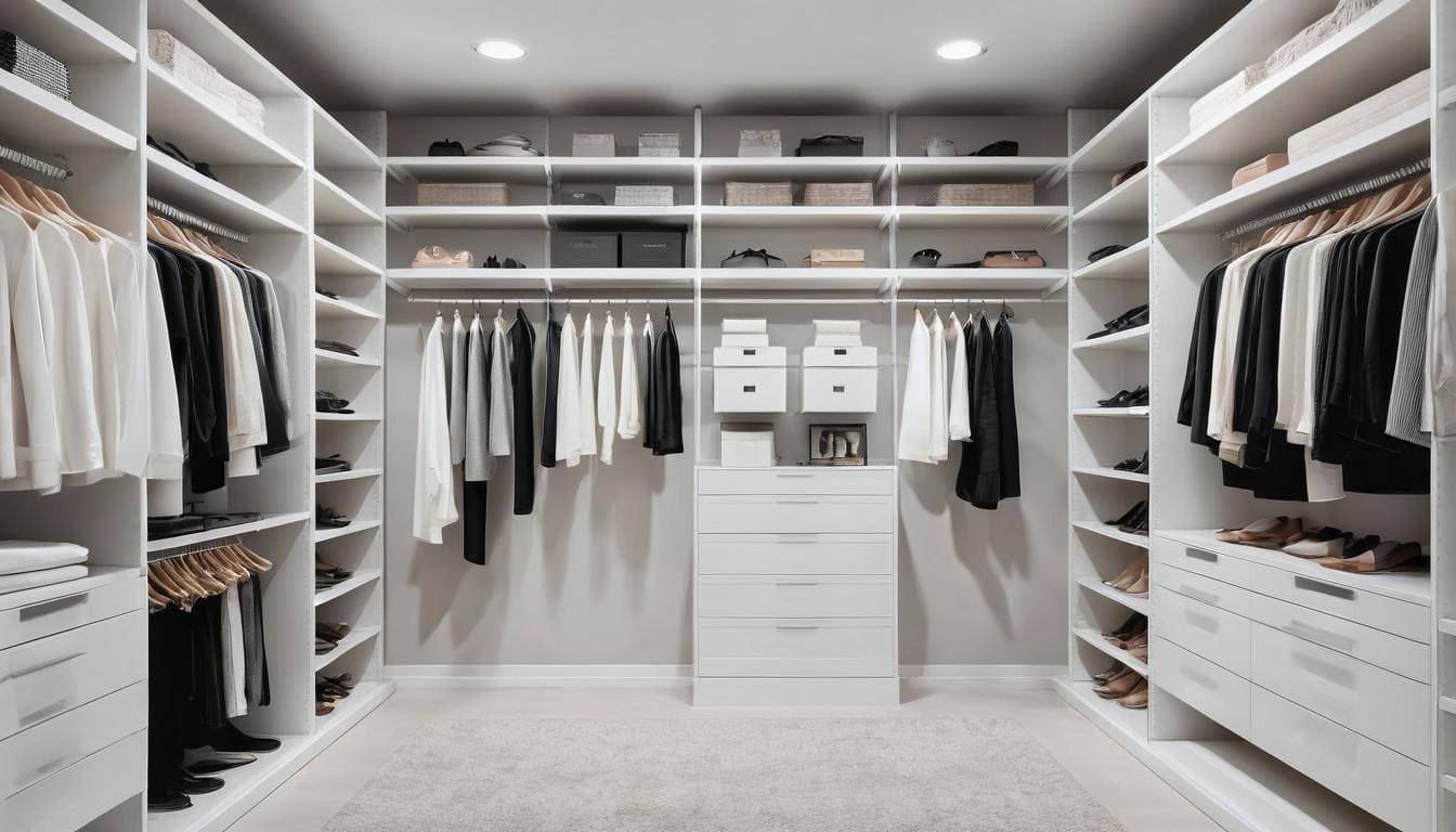 White walk-in closet design